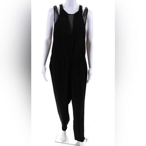 Rebecca Taylor Womens Split Strap Sleeveless Jumpsuit Black Size 8